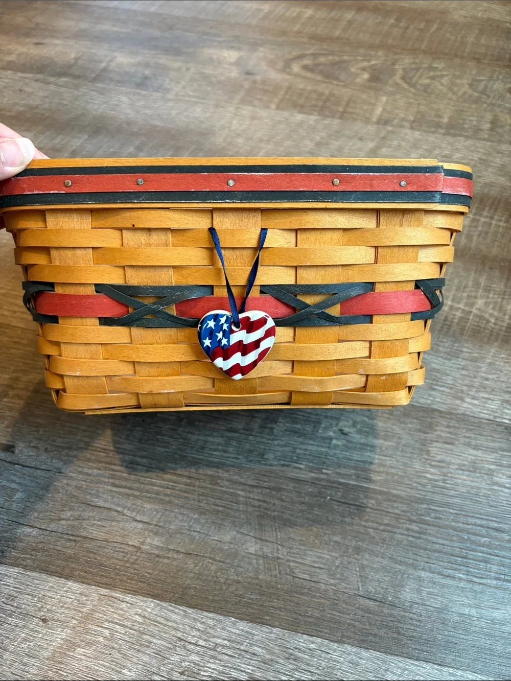 Longaberger Sparkler Basket All-American 2000 w/ Plastic Divider Handles & Charm
